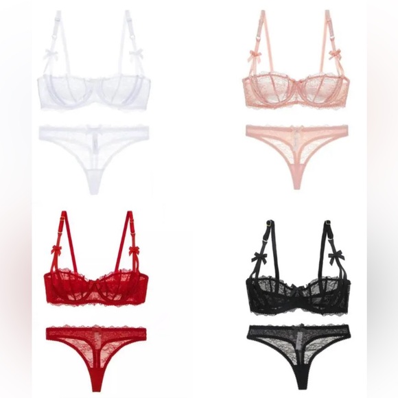 Seductive Sheer Lace Balconette Bra & Panty Set - See-Through Lingerie - Picture 13 of 13